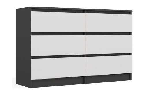 M6 Malwa 120 cm Chest of Drawers with 6 Drawers, Anthracite/White