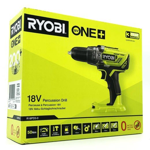 Ryobi One+ R18PD3-0 puur/kruvikeeraja 18V Aku ja laadija ei kuulu komplekti