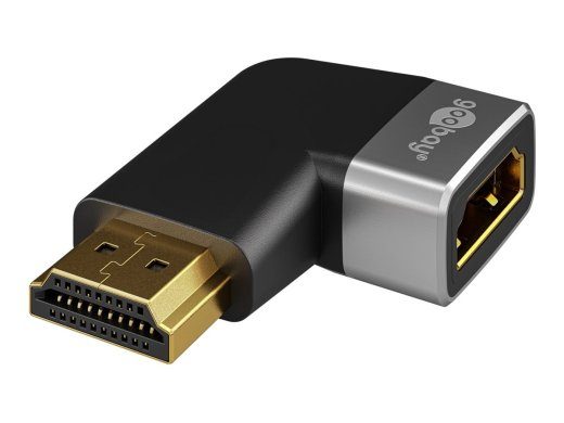 Goobay HDMI nurgaadapter 270° horisontaalne, 8K @ 60 Hz, kullatud, must/hõbedane 72012