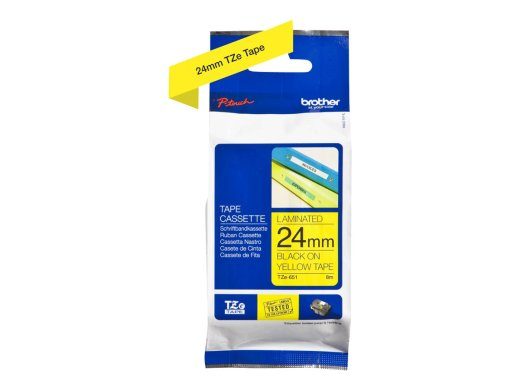 Brother TZe-651 lamineeritud lint Must Kollase TZe 8 m 2,4 cm