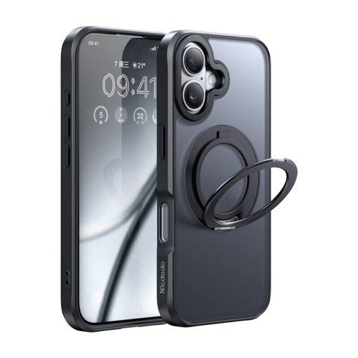 McDodo PC-4931 MagSafe kate iPhone 16 Plus jaoks alusega (must)