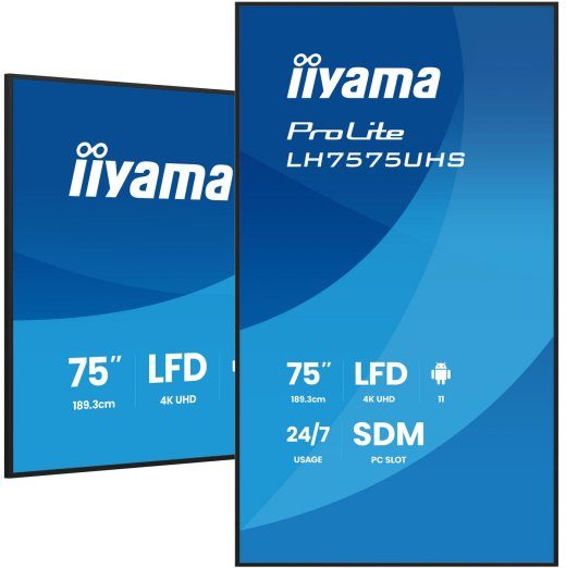 75" 3840x2160, UHD IPS panel, Haze 25%, 500cd/m², Landscape