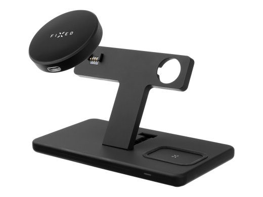 Fixed MagPowerstation 3-in-1 wireless charging stand with MagSafe mount support FIXMPOS-BK Black