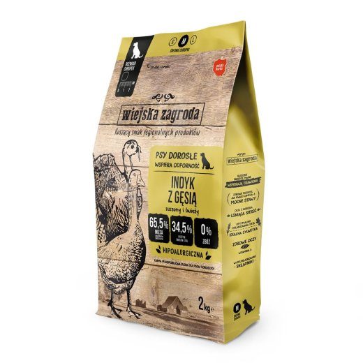 WIEJSKA ZAGRODA Kalkun ja hani M - kuiv koeratoit - 2kg