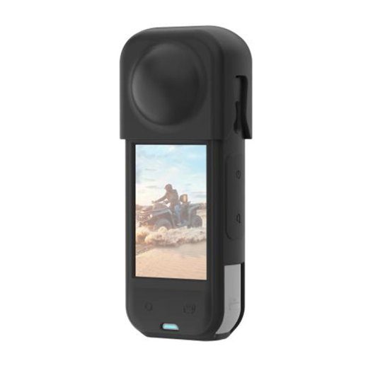 PULUZ silikoonist kaitseümbris objektiivi kattega Insta360 X5 jaoks (must)