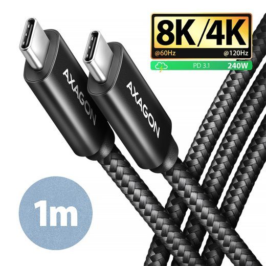 AXAGON Andmete ja laadimise USB4 Gen 3x2 juhe, 1 m BUCM3-CM15AB USB Type C - USB Type C