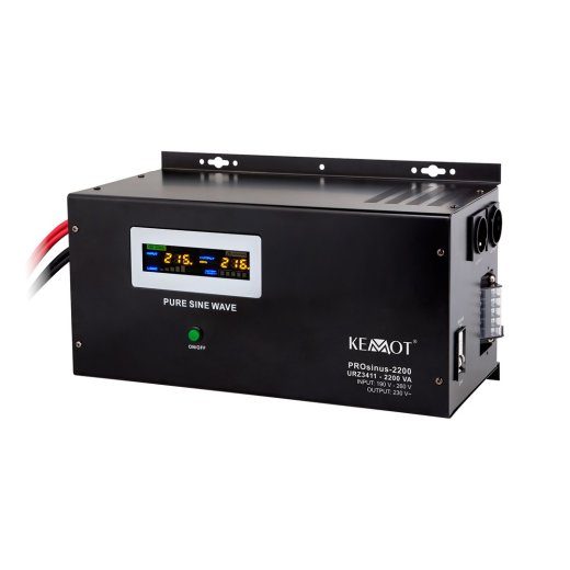 KEMOT PROsinus-2200 wall-mounted pure sine wave emergency power inverter with 12V charging, 230V, 2200VA/1600W