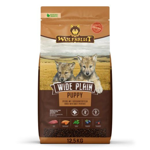 WOLFSBLUT Wide Plain Puppy Horse maguskartulitega - kuivkoeratoit - 12,5kg