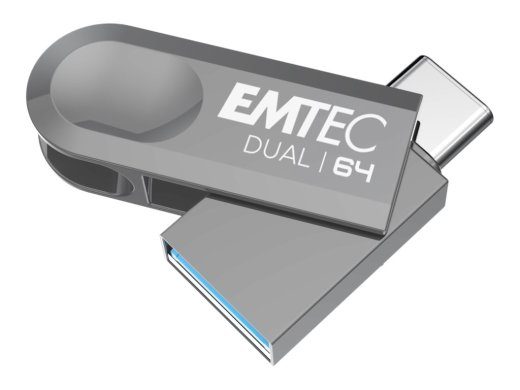 EMTEC Dual D280 64GB USB 3.2 Gen 1 / USB-C Mälupulga must