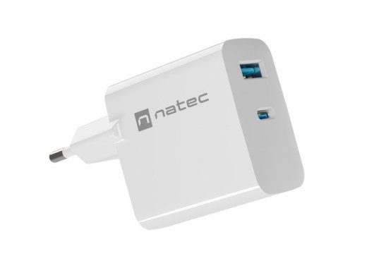 NATEC RIBERA GAN LAADIJA 1X USB-A + 1X USB-C 45W VALGE