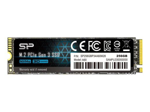 Silicon Power SSD P34A60 256 Solid-state drive interface PCIe Gen3x4 Read speed 2200 MB/s Write speed 1600 MB/s