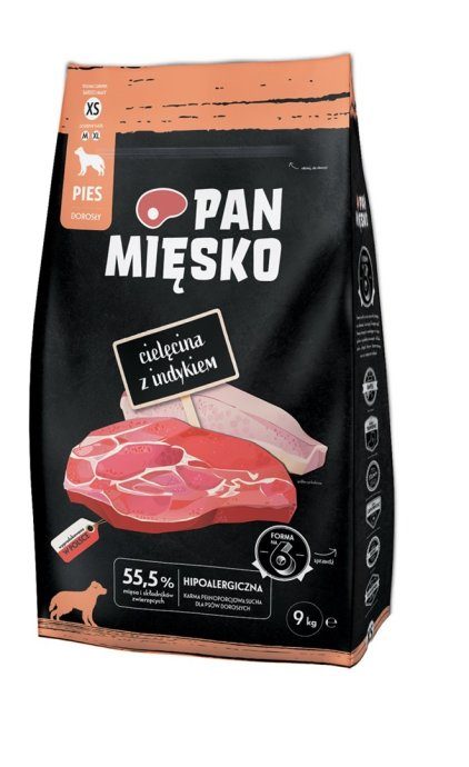 PAN MIĘSKO Veal with turkey XS - kuiv koeratoit - 9kg