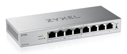 Zyxel GS1200-8HPV3 juhitav L2 Gigabit Ethernet (10/100/1000) PoE laual hõbedane lüliti