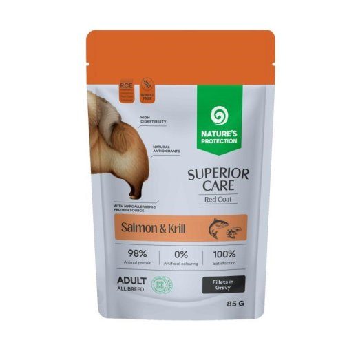 NATURE'S PROTECTION Superior Care Red coat Salmon&Krill - märjat koeratoitu - 85g