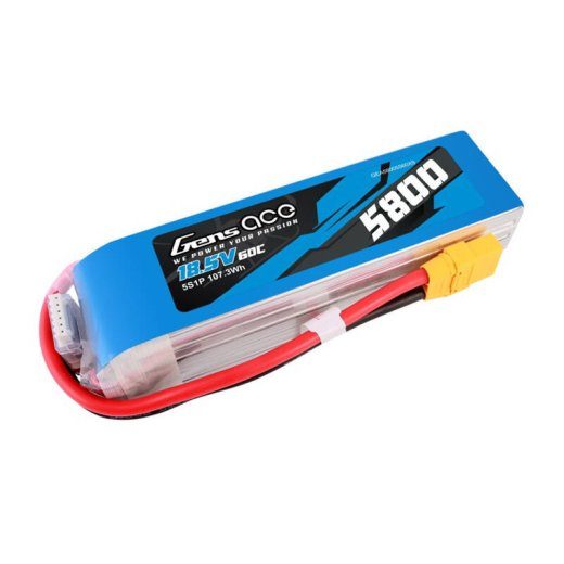 Gens ace 5800mAh 60C 18.5V 5S1P Lipo Battery Pack XT90 pistikuga