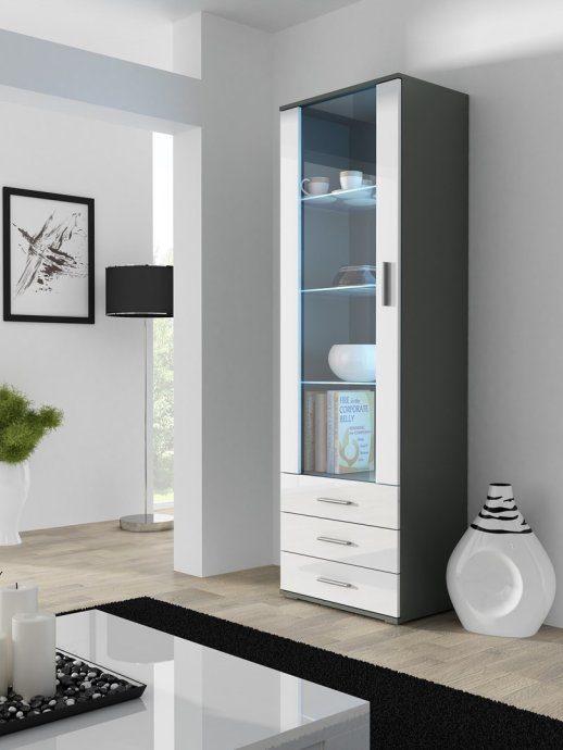 Cama ekspositsioonikappi SOHO S1 hall/valge läik