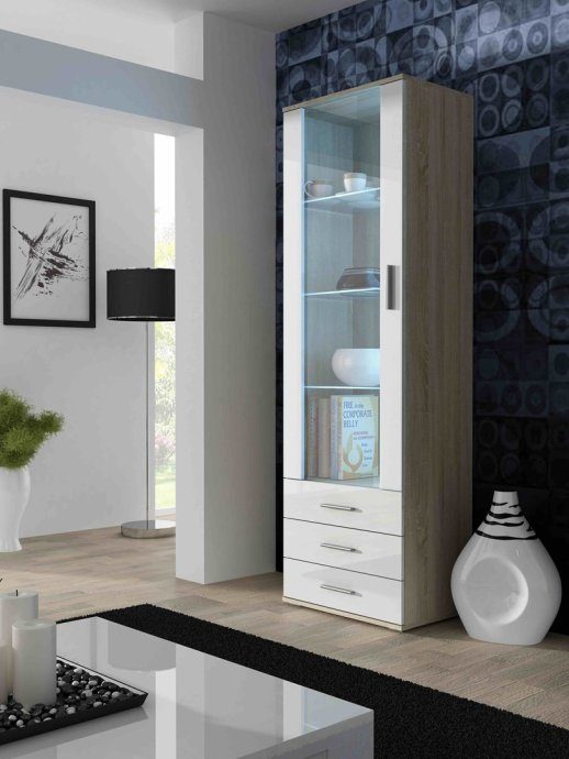 Cama ekspositsioonikappi SOHO S1 sonoma tamm/valge läik