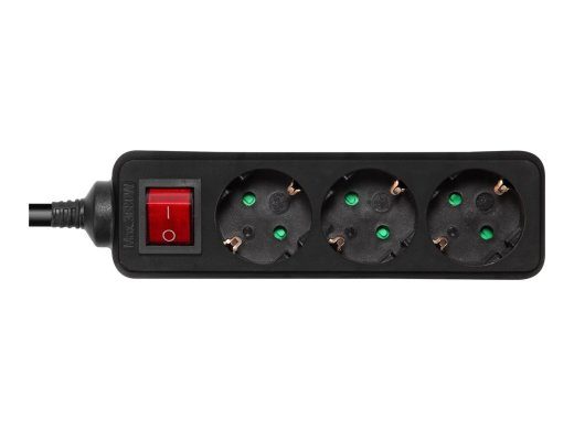 DELTACO GT-0360 3-pin pistiku riba 16A must 1.5m