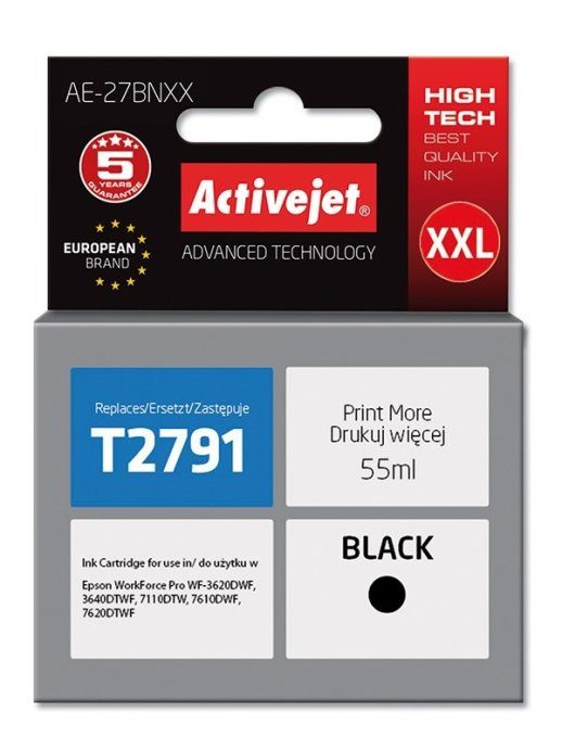 Activejet AE-27BNXX tindikassett (asendus Epson 27XXL T2791 jaoks; Supreme; 55 ml; must)