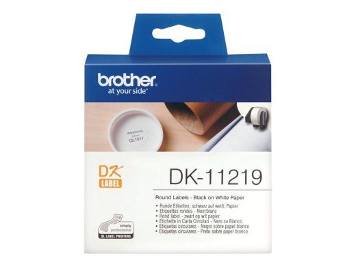 Brother ümarad paberisildid DK-11219 mustvalgel 12 mm