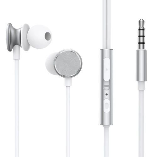 Joyroom JR-EW03 Ausinės laidinės, ausinės su nuotolinio valdymo pultu ir mikrofonu, 3.5mm lizdas, sidabro spalvos