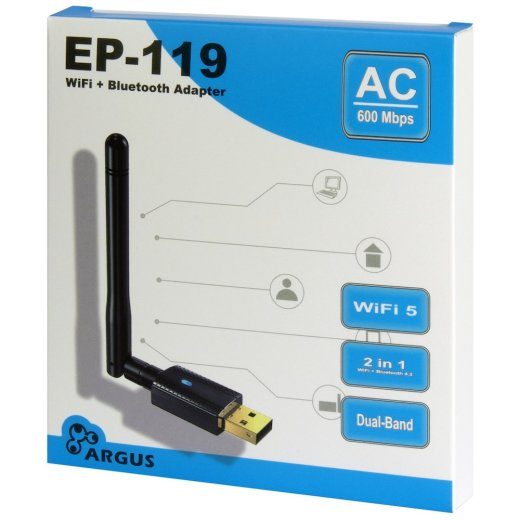 Argus EP-119 belaidis USB 2.0 600Mbps Wi-Fi 5 tinklo adapteris