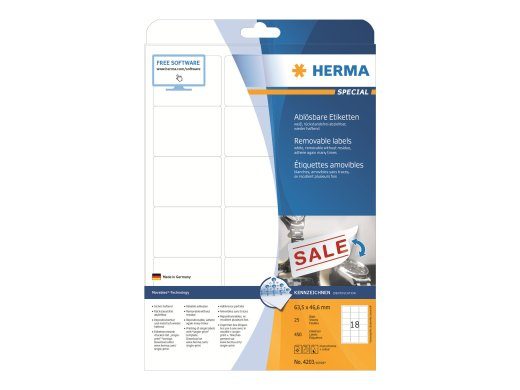 HERMA erisildid, 63.5 x 46.6 mm, 450 silti