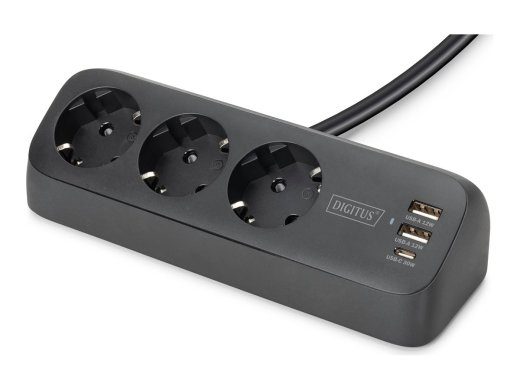 Digitus 3-osaline kontori pistikupesa riba 2x USB-A ja 1x USB-C ühendustega DA-70625