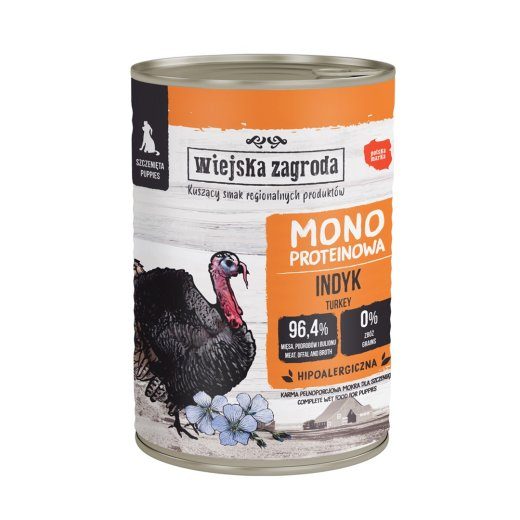 WIEJSKA ZAGRODA Puppies Monoprotein Kalkun - märg koerasööt - 400g