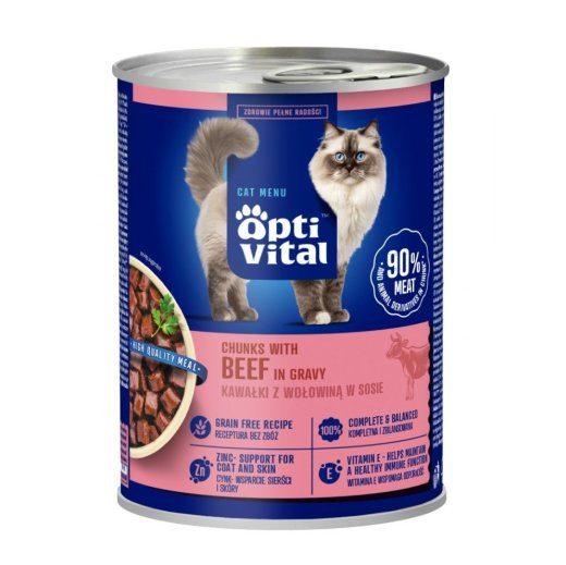 OPTIVITAL veiseliha kastmes märgkassitoit 415g