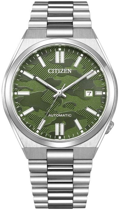 Citizen Tsuyosa Meeste Kell 40mm Roheline Camo Cirkkel Roostevaba Terase Kärg