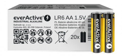 Alkaline batteries everActive Industrial Alkaline LR6 AA - carton box 40 pcs