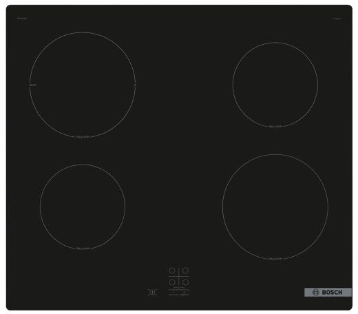 Bosch Serie 2 PUG61RAA5E viryklė Juoda Vieno kambario 60 cm zonos indukcinė viryklė 4 zonos(s)