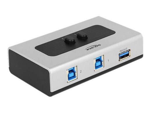 Delock Switch USB 3.0 2 porti manuaalne kahesuunaline, must hall