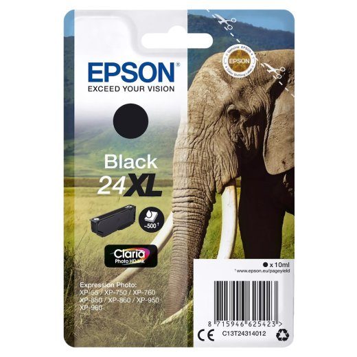 Epson 24XL Must 500-lehekülje Tintpatrun C13T24314012