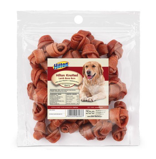 KNOTTED Lambaliha luu 6 cm - koera närimisnäpp - 500g