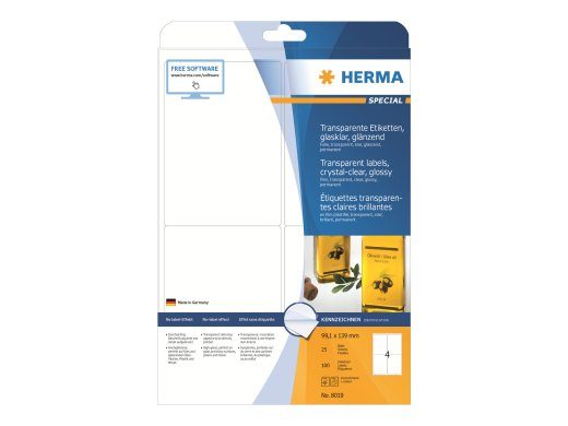 HERMA erimärgid läbipaistvad filmmärgid 99.1 x 139 mm, 100 märgi