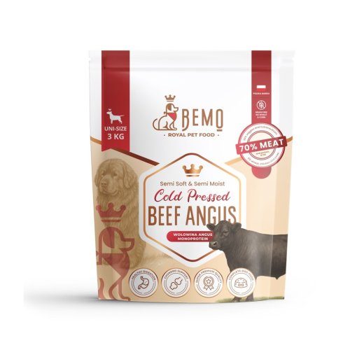 BEMO Külm Pressitud Angus Veisemono Kuiv Koeratoit - 3kg