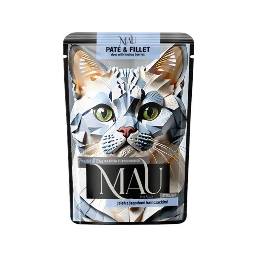 MAU Pate and Fillet Sterilized Deer with haskap berries wet cat food 85g