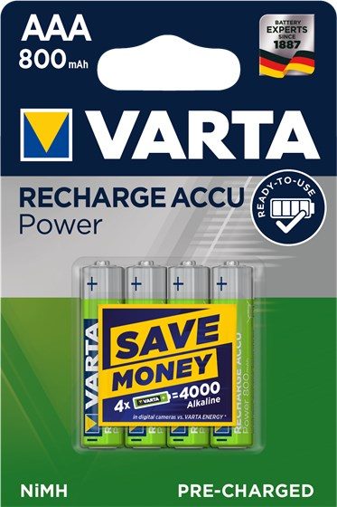 VARTA HR03 AAA Laetav Accu Power 800 mAh 56703 Laetavad patareid 4 tk Roheline