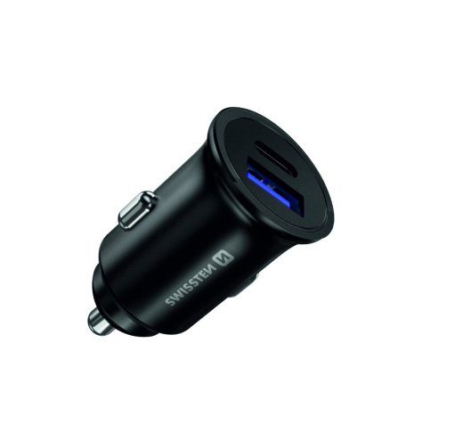 Swissten Metal auto laadija adapter Power Delivery USB-C + Quick Charge 3.0 / 36W mobiiltelefonidele ja tahvelarvutitele