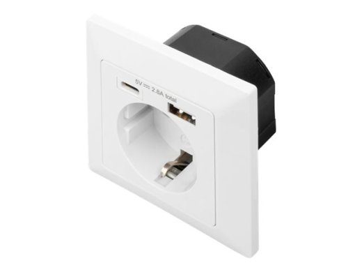 Digitus turvapistik sisseehitatud paigalduseks 1 x USB Type-C, 1 x USB A