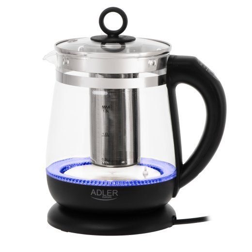Adler Kettle AD 1299 Electric 2200 W 1.5 L Glass 360° rotational base Black