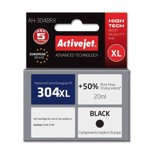 Activejet AH-304BRX tint (asendub HP 304XL N9K08AE-ga; Premium; 20 ml; must)