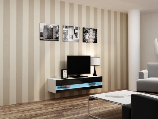 Cama TV-statiiv VIGO NEW 30/140/40 valge/must läik