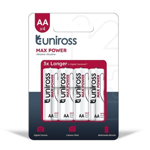 Uniross Max Power AA / LR6 Standard Batteries 2900mAh 4-pack