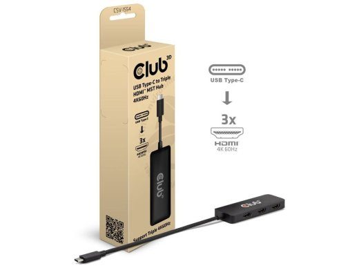 Club 3D CSV-1554 USB-C kuni 3xHDMI Videoadapter Must