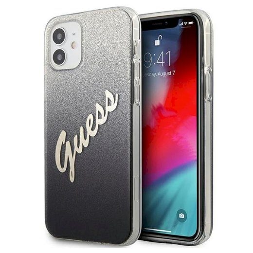 Guess GUHCP12SPCUGLSBK Glitter Gradient Script Hardcase iPhone 12 mini jaoks 5,4" / must