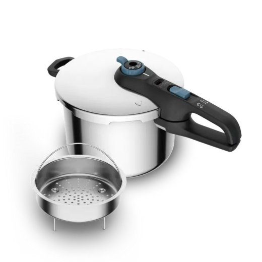 Tefal SECURE TRENDY 6L दबाव कुकर स्टेनलेस स्टील बास्केट के साथ