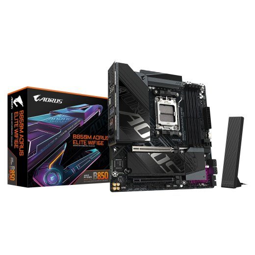 Eemastehõlbel GIGABYTE AMD B850 Socket AM5 mikro ATX RAM DDR5-SDRAM 4xSlotid Wi-Fi Jah Bluetooth Jah 2xNumber of M.2 (M) slots B850M AORUS ELITE WI...